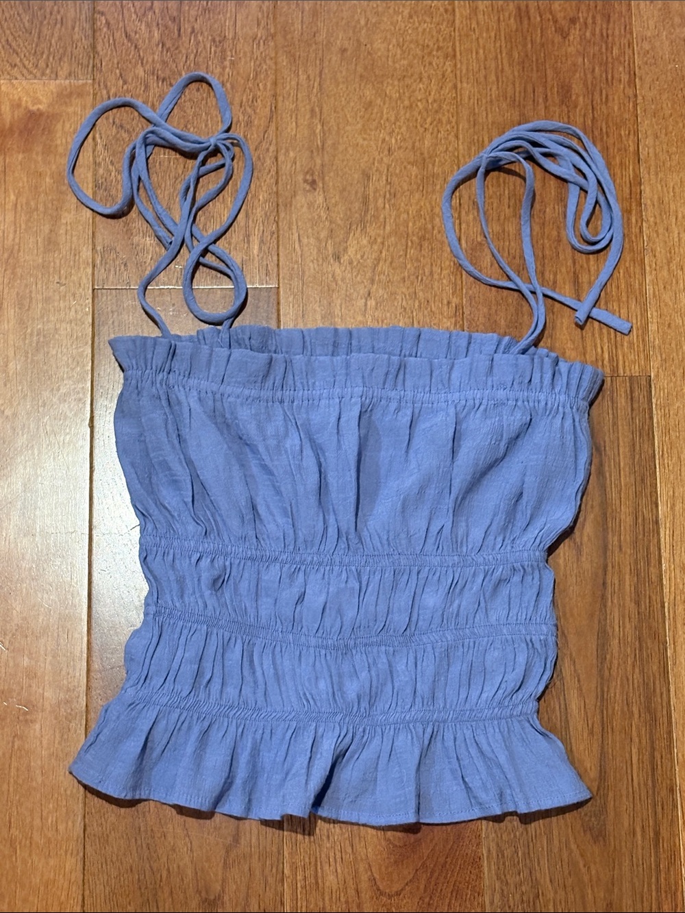 vestique Lavender Smocked Tie-strap Crop